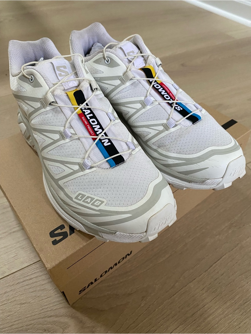 “IT GIRL” Salomon XT-6 White sneakers with Multicolor Tongue Accents 9 - Picture 10 of 11
